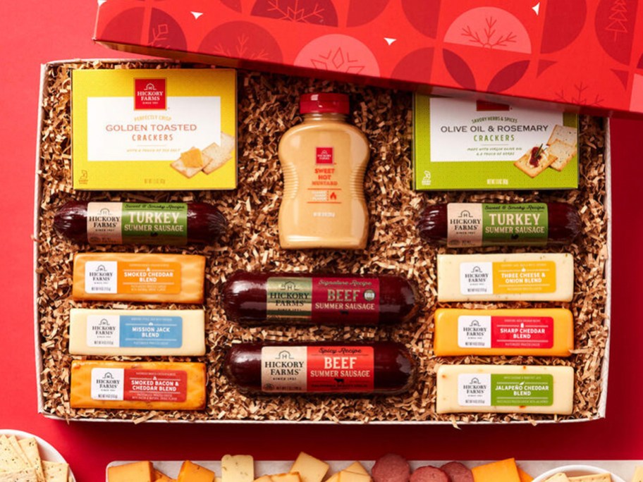 sausage and cheese hickory farms gift box