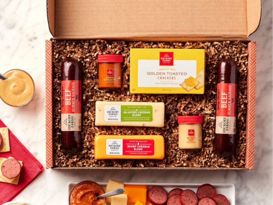 Hickory Farms meat and cheese gift box