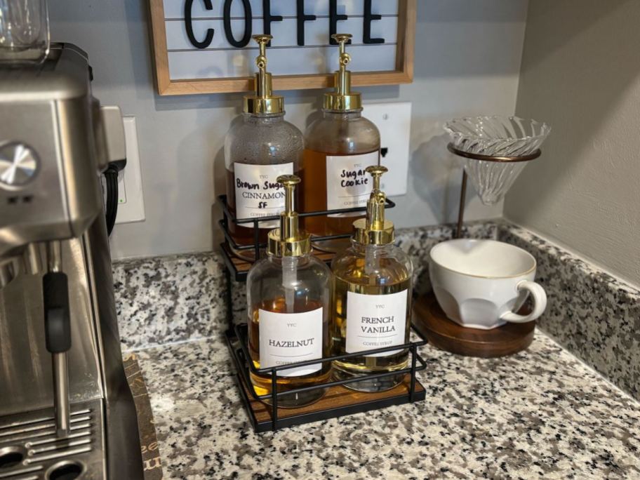 coffee station on granite countertop