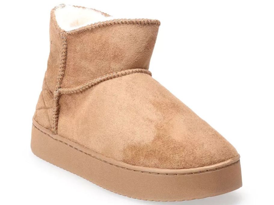 A tan bootie slipper