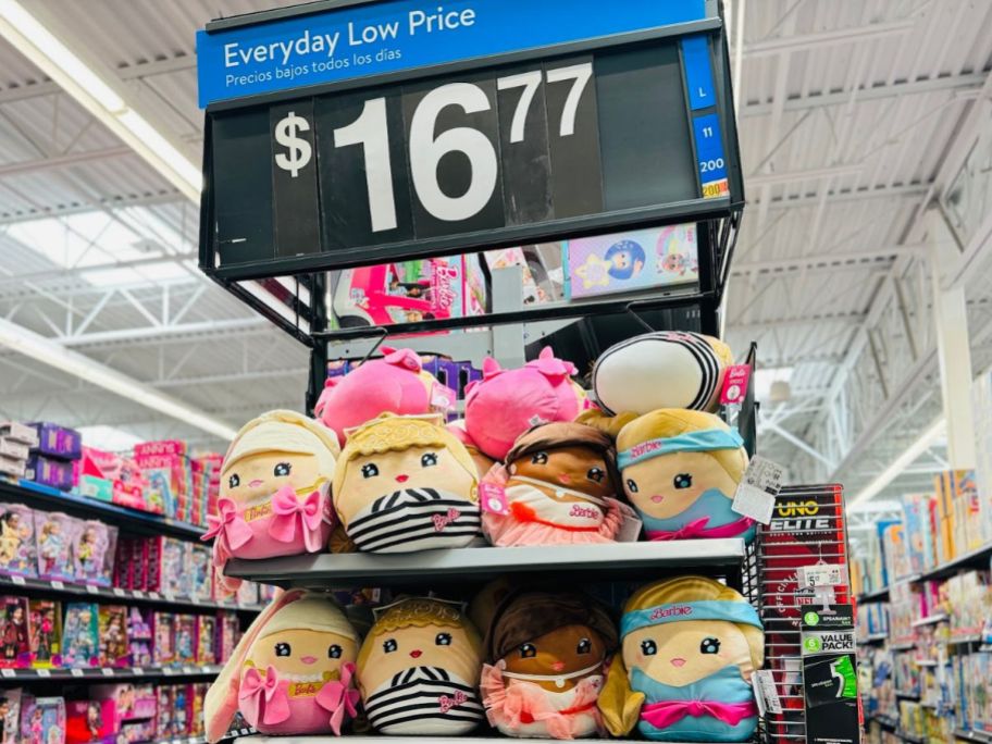 Barbie Cutopia 10 Plush on an endcap at Walmart