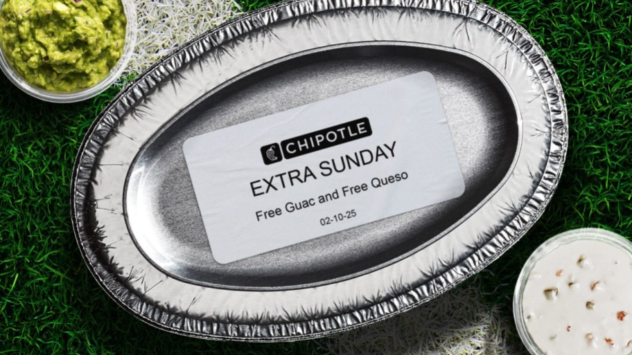 empty Chipotle bowl with white sticker inside