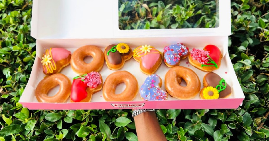 krispy kreme valentine doughnuts in a box