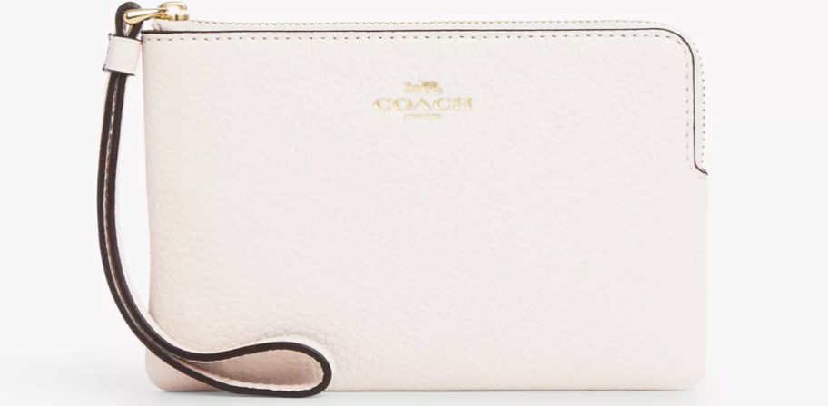 white leather coach wristlet