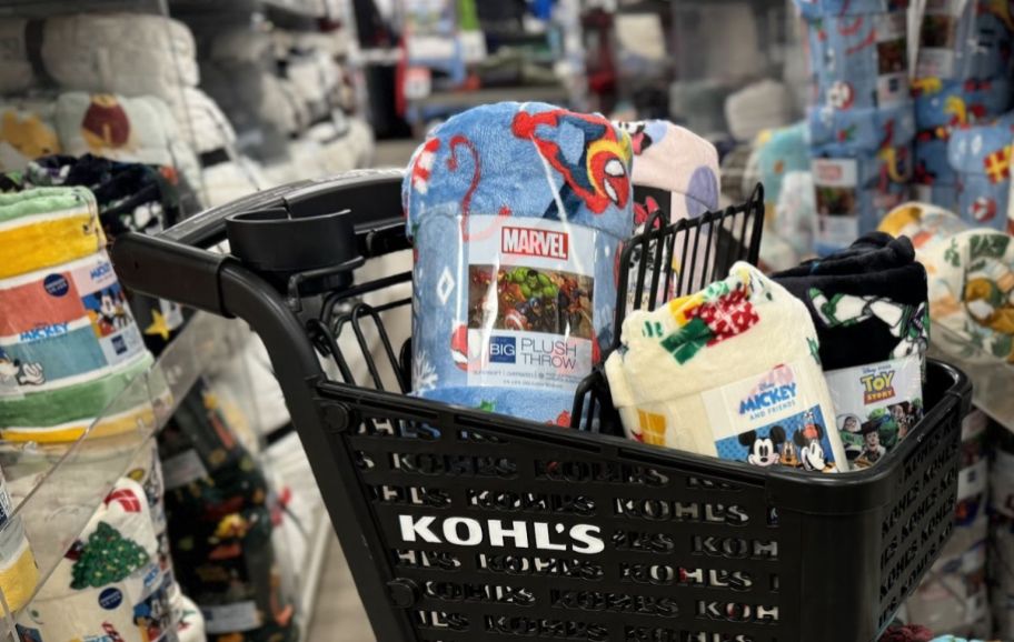 big one plush throws on a Kohls shopping cart. 