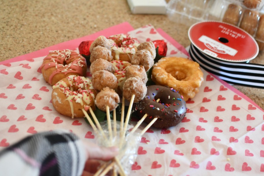 Making an edible bouquet of pastries