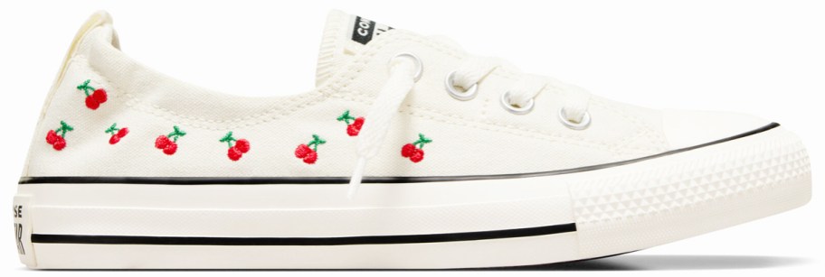 white cherry print low top converse sneaker