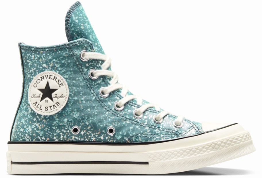 teal sparkly converse high top sneaker