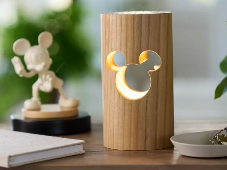 A Wood Mickey Mouse Icon Desk Lamp