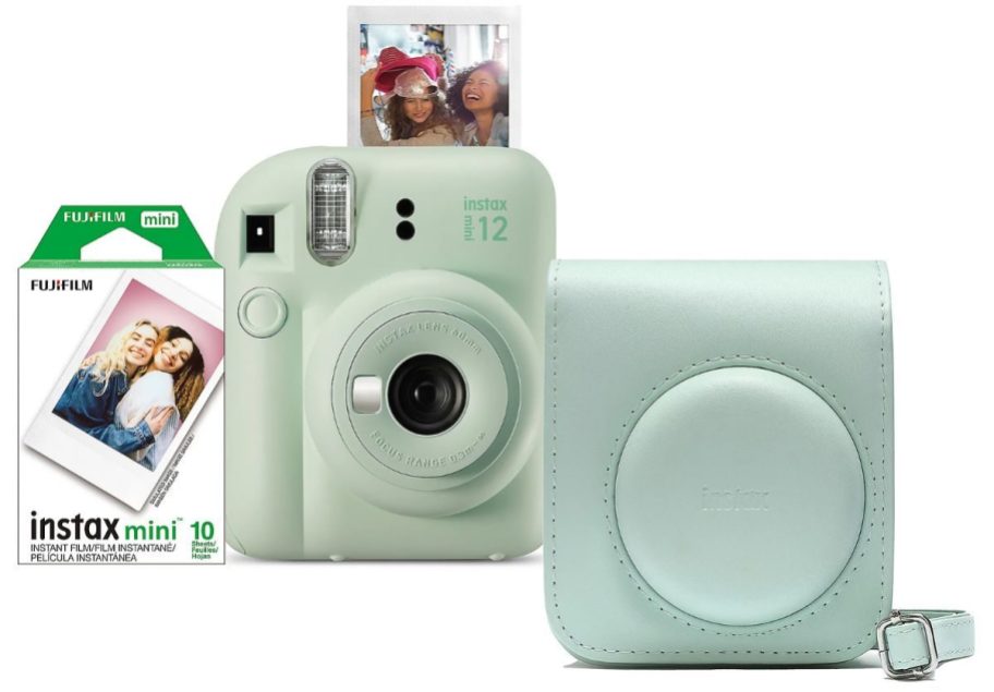 Fujifilm Instax Mini 12 Instant Camera w/ Carry Bag & 10 Film Sheets stock image