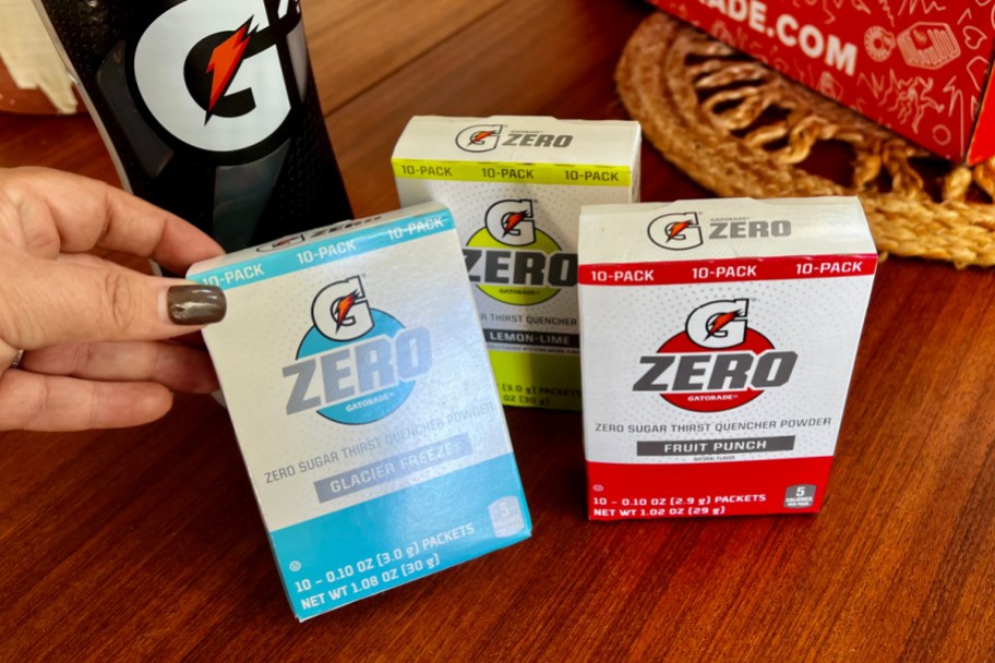 three gatorade zero boxes