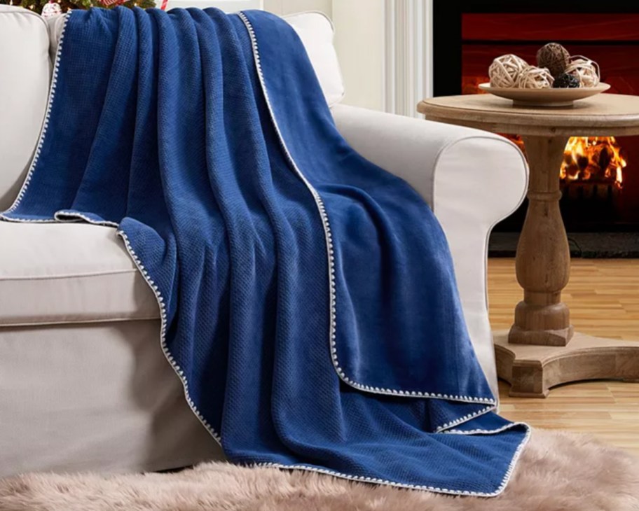 waffle throw blanket on chair