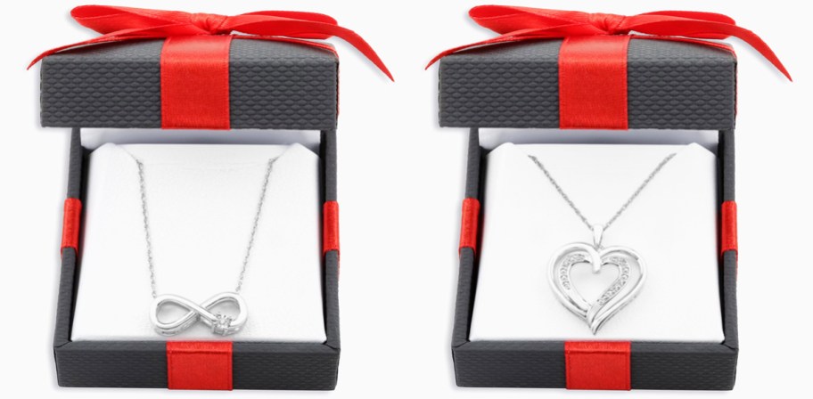 stock images of opened jewelry boxes with necklaces inside