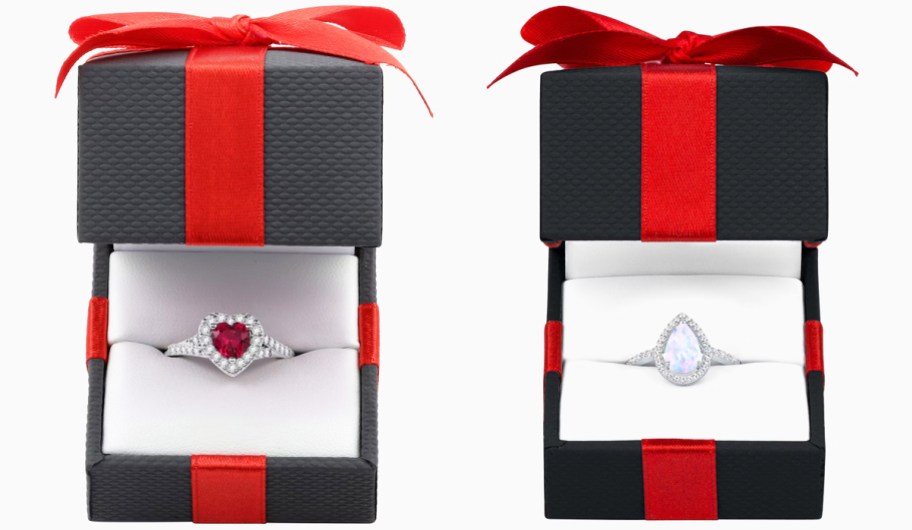 stock images of opened jewelry boxes with rings inside