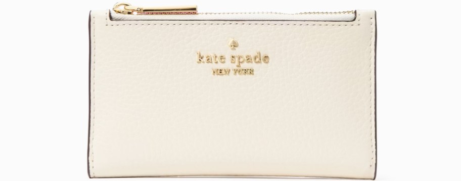 small white and gold kate spade wallet