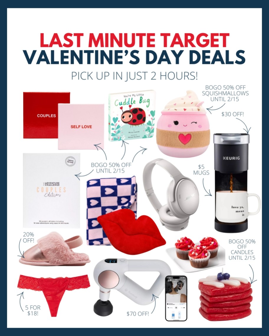 last minute target valentines day deals graphic collage