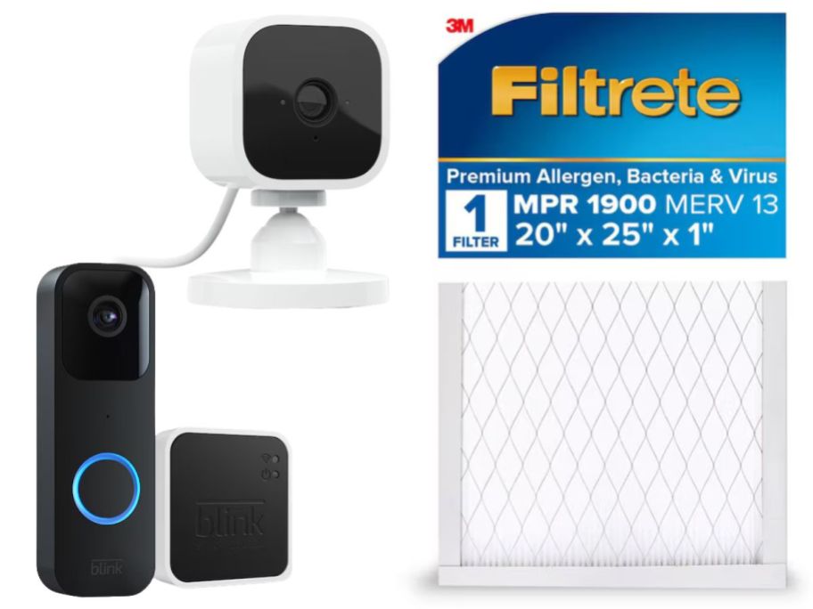 Blink Camera, Doorbell, & Filtrete Air Filter