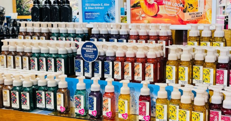 A display of Bath & Body Works Hand Soaps