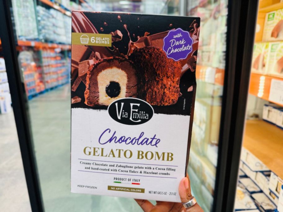 Via Emilia Gelato Chocolate Bomb 6-Count in hand in store