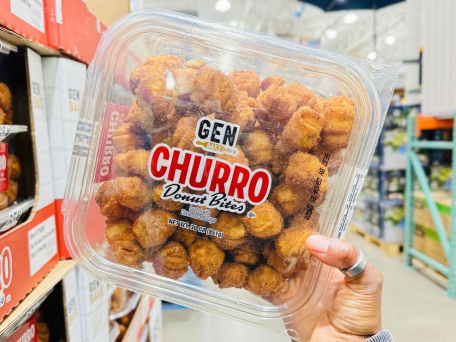 Gen Bake Churro Donut Bites 30oz in hand in store