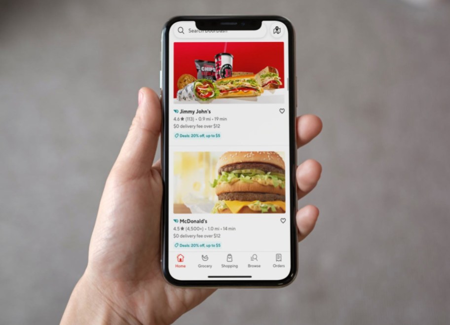 Showing current offers on the doordash app