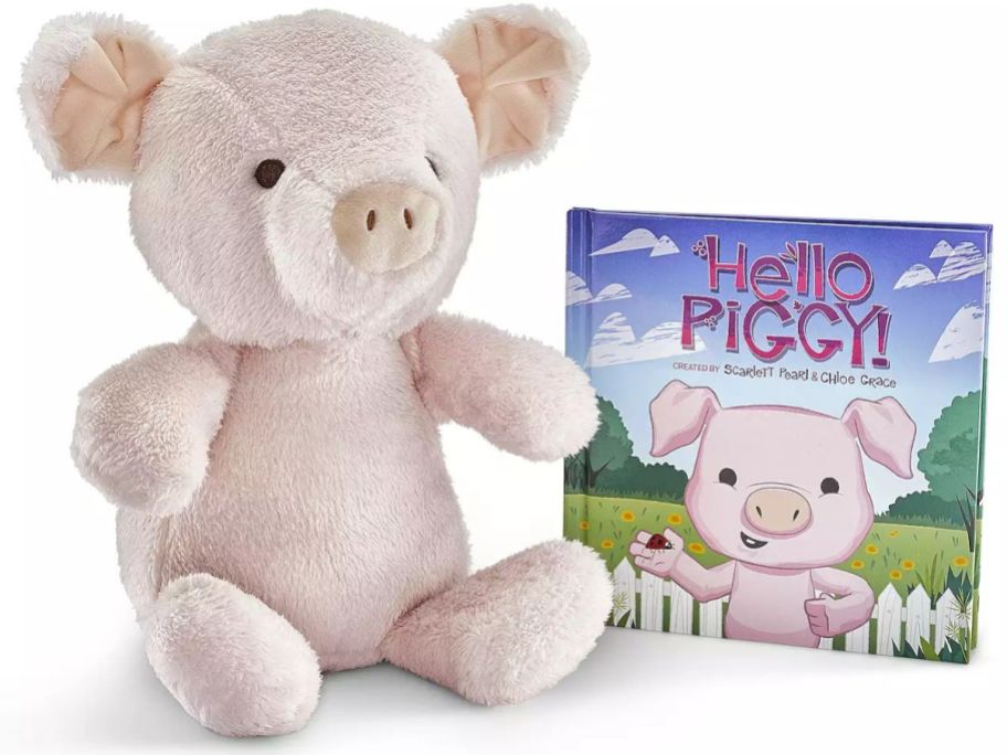 A plush pig and a book about them