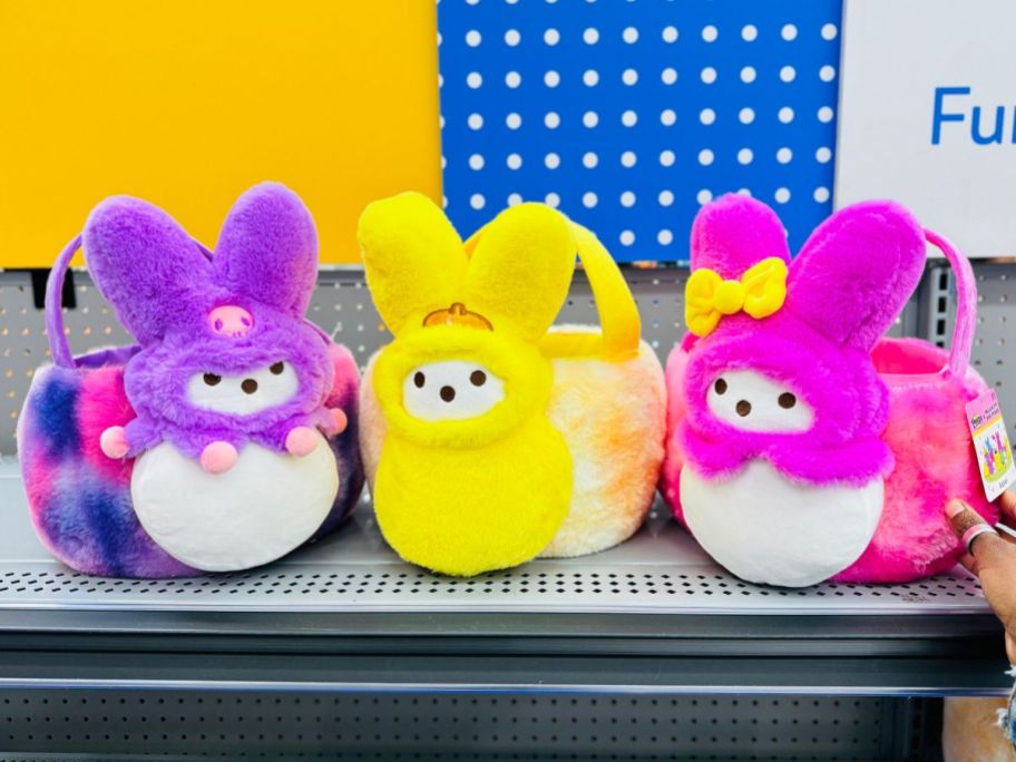 Peeps X Kuromi Easter Plush Baskets on shelf in store