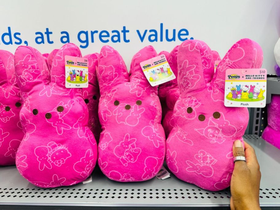 Peeps X Hello Kitty Plush on shelf in store