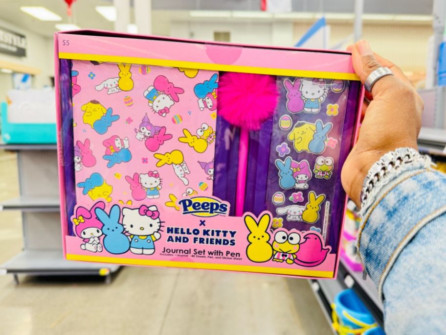 Peeps X Hello Kitty & Friends Journal Set w/ Pen in hand in store