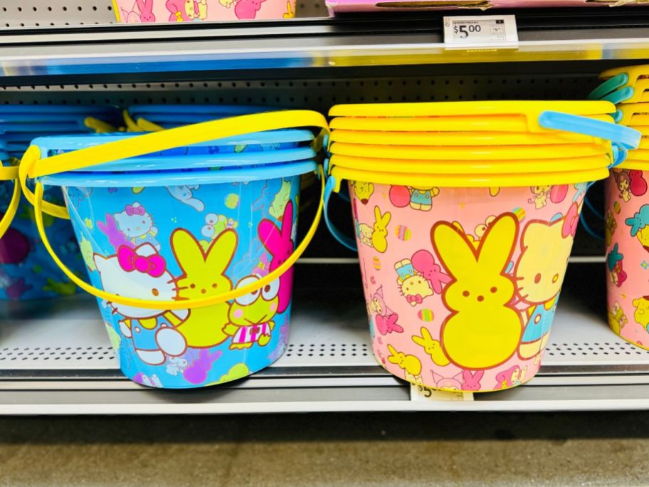 Peeps X Hello Kitty Treat Buckets on shelf in store