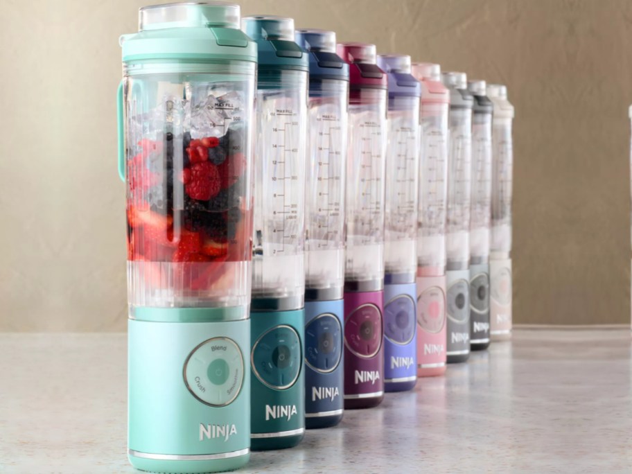 many colorful personal blenders