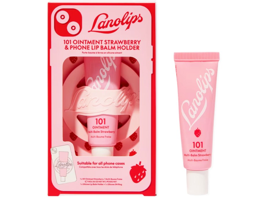 Lanolips 101 Ointment Strawberry & Phone Lip Balm Holder