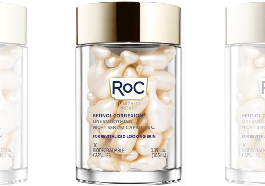 jar of RoC Retinol Correxion Line Smoothing 30-Count Night Capsules