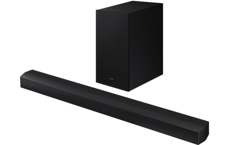 sound bar and subwoofer stock image