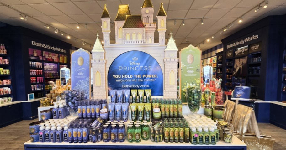 disney princess collection on display at bath & body works