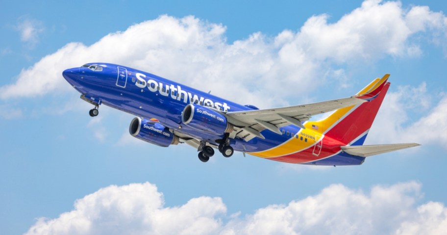 Southwest Airlines plane in sky