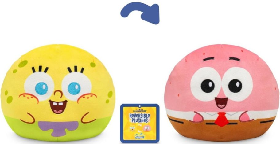 TeeTurtle 6" Reversible Plush with Spongebob & Patrick