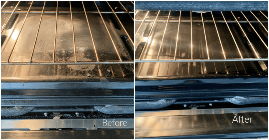 before and after cleaning oven