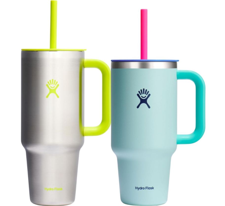 two vacuum insulated straw tumblers in tow sizes - 32oz and 40oz