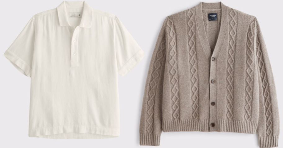 mens popover top and cardigan sweater stock image