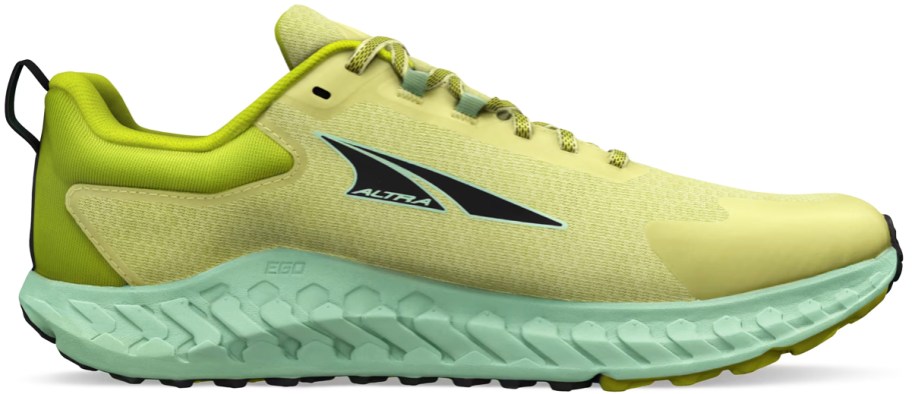 green and blue running shoe