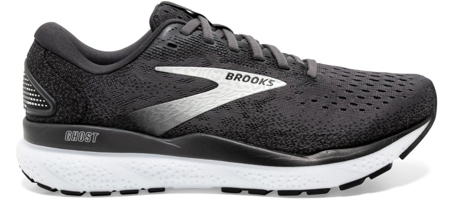 black and white running shoe