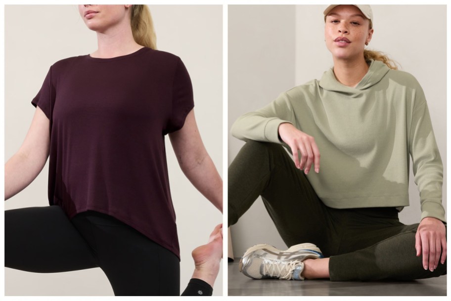 Athleta Rib Tee and Athleta Presence Hoodie