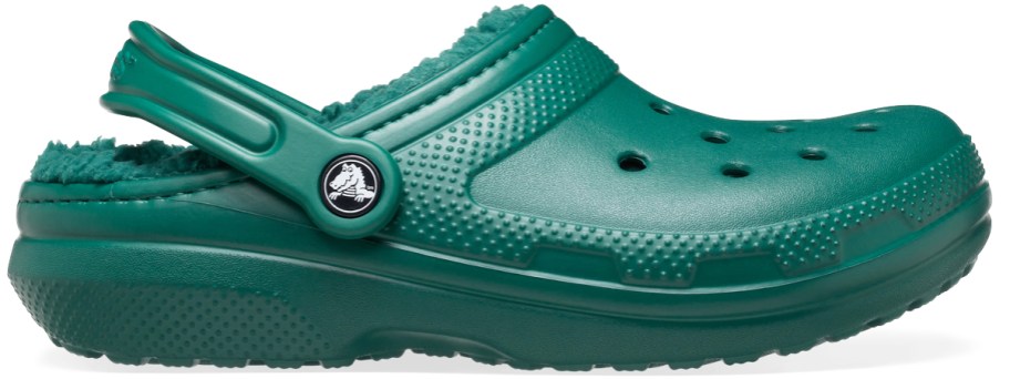 green crocs clog with fuzzy lining