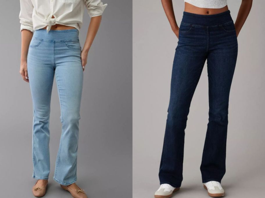 Stock images of two women wearing American Eagle Jeans