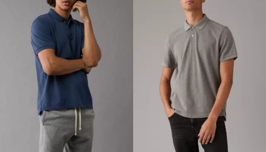 Stock images of two men wearing American Eagle Polos