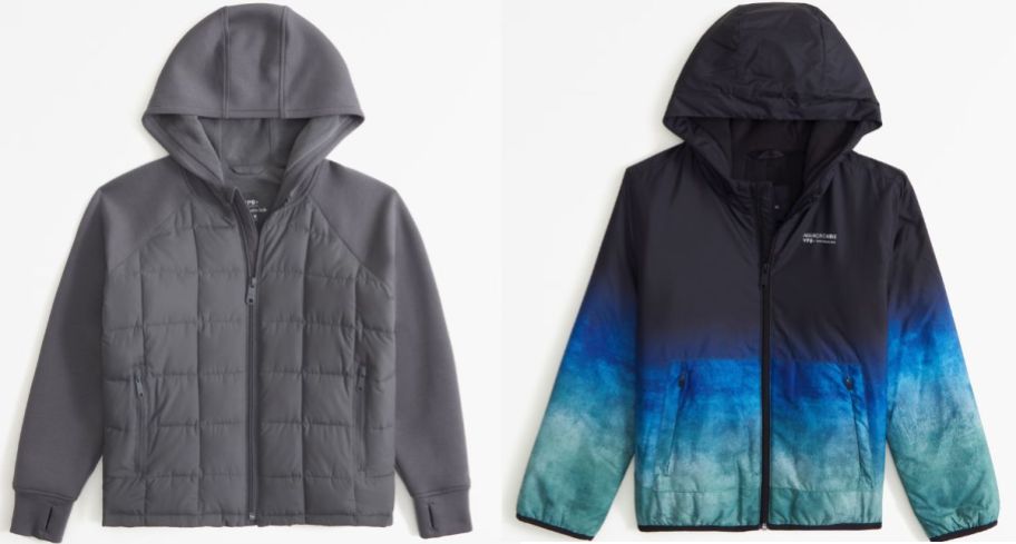 A&F boys puffer jacket and wind jacket stock images