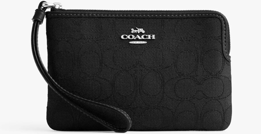 black canvas coach wristlet