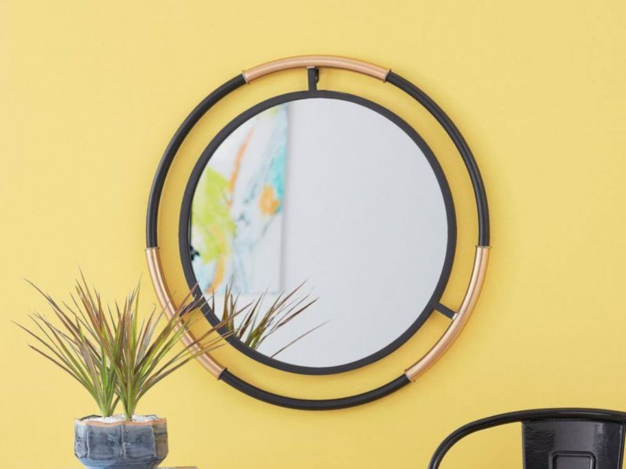 StyleWell Medium Round Black & Gold Modern Accent Mirror on wall