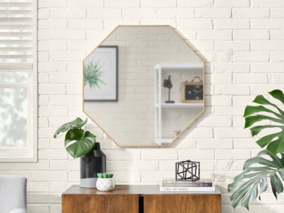 StyleWell Medium Modern Octagon Framed Mirror on wall